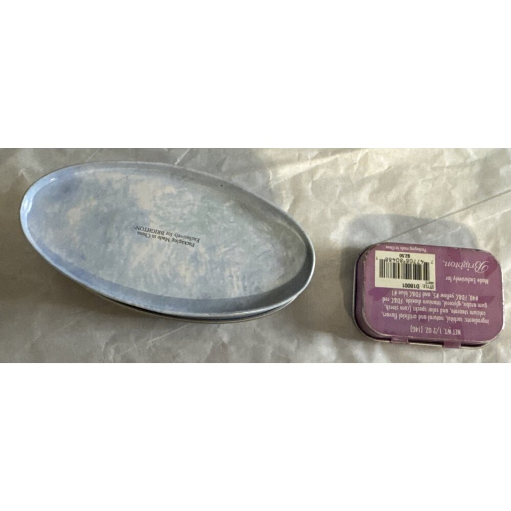 2 PC Brighton Jewelry Gift Box Metal Floral Tin Oval & Mint Box Empty Storage - Picture 7 of 8